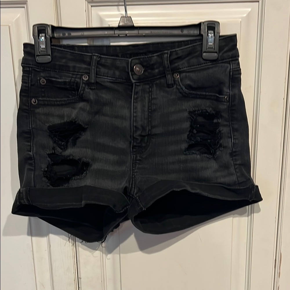 American Eagle Outfitters Black Distressed Jean Shorts